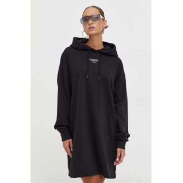 Tommy Jeans rochie culoarea negru, mini, oversize