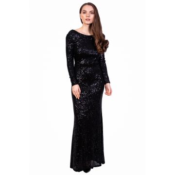 Rochie de ocazie neagra cu paiete R1366 NG