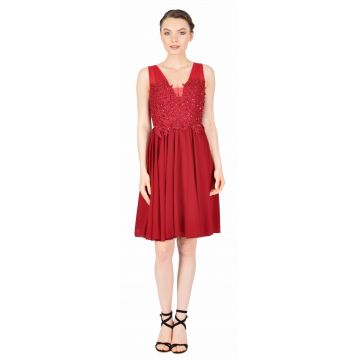 Rochie de seara bordo cu broderie aplicata 8675 BO