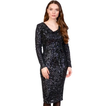 Rochie de seara neagra cu paiete 5283-6 NG