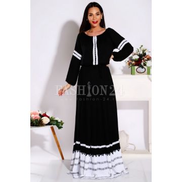 Rochie lunga Daniela in nuante de negru si alb