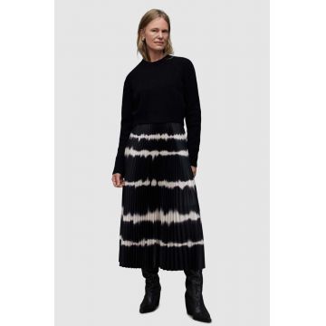 AllSaints rochie si pulover CURTIS culoarea negru, midi, evazat