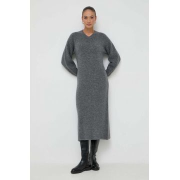 Beatrice B rochie din amestec de lana culoarea gri, maxi, oversize