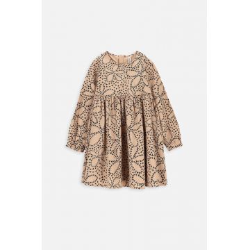 Coccodrillo rochie din bumbac pentru copii culoarea bej, mini, evazati