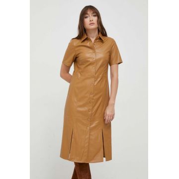 Dkny rochie culoarea maro, midi, drept