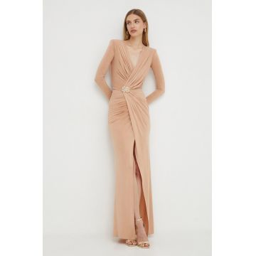 Elisabetta Franchi rochie culoarea bej, maxi, mulata