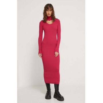 HUGO rochie culoarea roz, midi, mulata