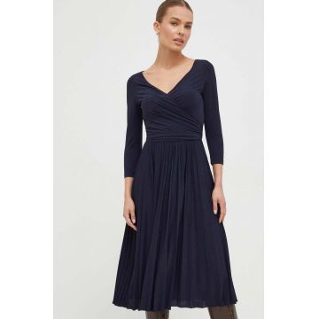 Marella rochie culoarea albastru marin, mini, evazati
