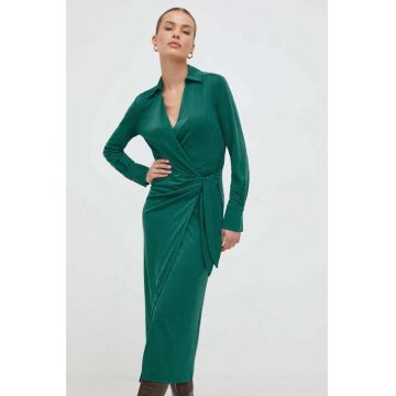 Marella rochie culoarea verde, midi, mulata