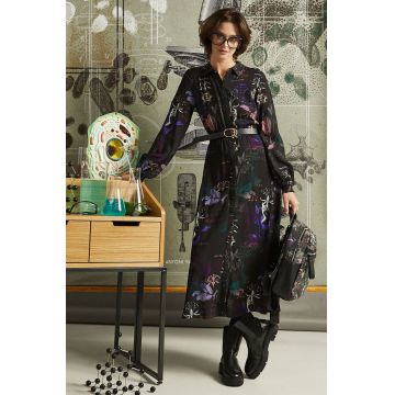 Medicine rochie culoarea negru, maxi, evazati