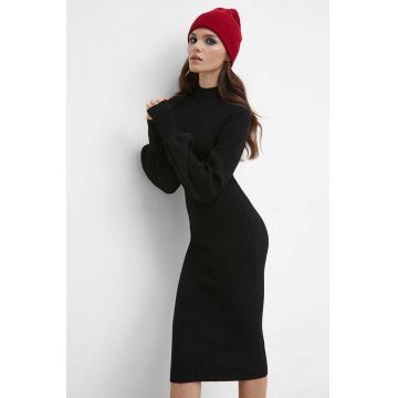 Medicine rochie culoarea negru, midi, mulata