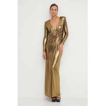 Nissa rochie culoarea auriu, maxi, mulata