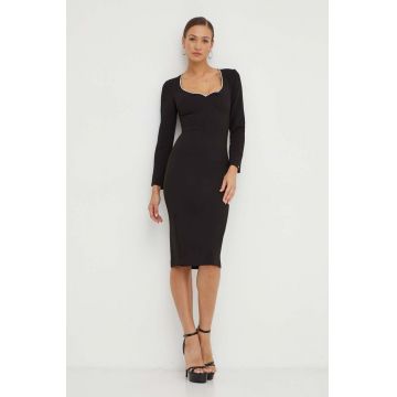 Nissa rochie culoarea negru, midi, mulata