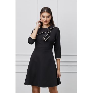 Rochie Dy Fashion neagra cu funda la guler