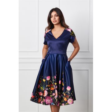 Rochie Ella Collection Rossa bleumarin cu imprimeu floral roz