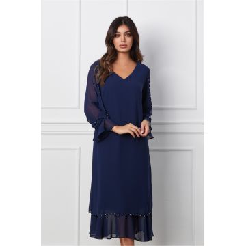 Rochie Gabriela bleumarin cu perlute