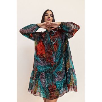 Rochie lejera din amestec de matase - cu model abstract