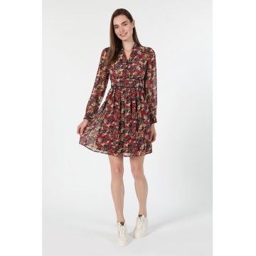 Rochie mini evazata cu model floral