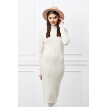 Rochie Miruna ivory din tricot reiat