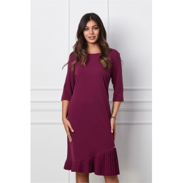 Rochie Olga magenta cu pliuri la baza