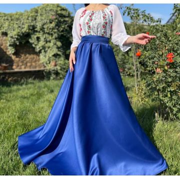 Rochie stilizata cu motive traditionale lunga Simina