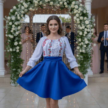 Rochie stilizata cu motive traditionale Simina