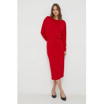 Sisley rochie culoarea rosu, midi, oversize