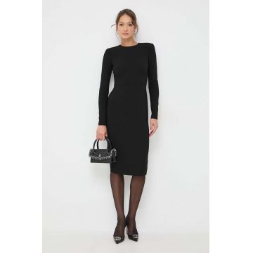 Victoria Beckham rochie din lana culoarea negru, mini, mulata