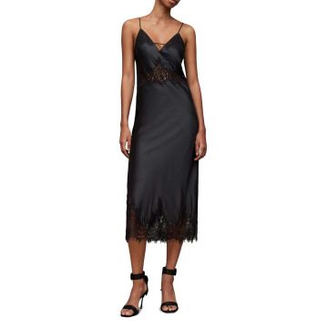 AllSaints rochie Ophelia culoarea negru, midi, mulata