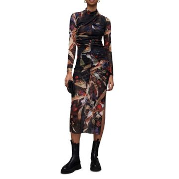 AllSaints rochie Tia culoarea maro, midi, mulata