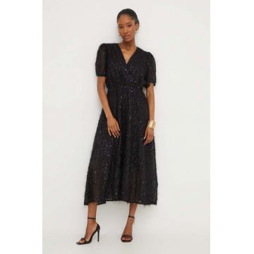 Answear Lab rochie culoarea negru, midi, evazati