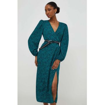 Answear Lab rochie culoarea verde, midi, evazati