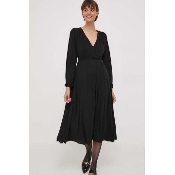 Artigli rochie culoarea negru, midi, evazati