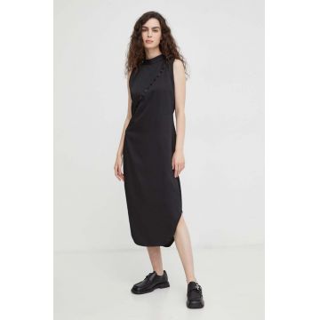 Bruuns Bazaar rochie culoarea negru, midi, drept