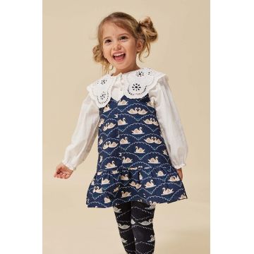 Konges Sløjd rochie din bumbac pentru copii culoarea albastru marin, mini, evazati