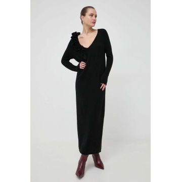 Liviana Conti rochie din lana culoarea negru, maxi, drept