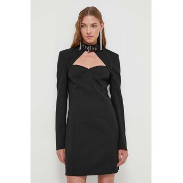 Moschino Jeans rochie din amestec de lana culoarea negru, mini, mulata