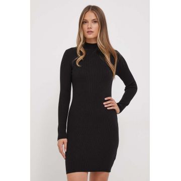 Pepe Jeans rochie din amestec de lana culoarea negru, mini, mulata