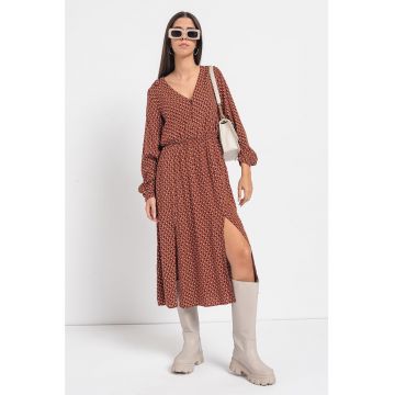 Rochie cu model - decolteu in V si slituri laterale