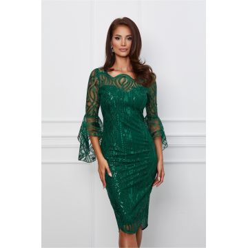 Rochie MBG verde din dantela cu paiete