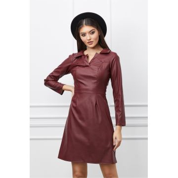 Rochie Moze bordo din piele ecologica