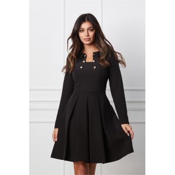 Rochie Moze neagra scurta cu nasturi la bust