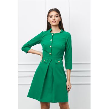 Rochie Moze verde cu nasturi pe bust