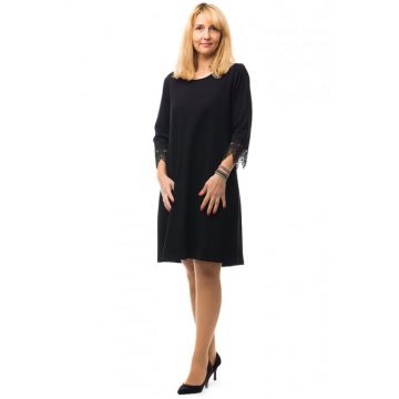 Rochie neagra office din tricot plin
