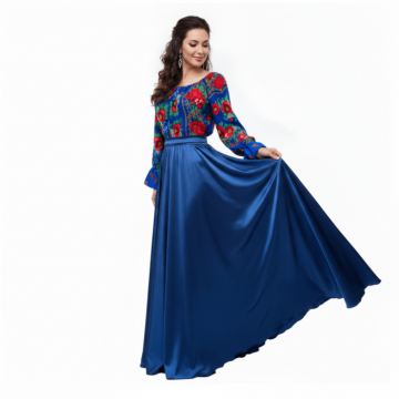 Rochie stilizata cu motive traditionale lunga Anisia 2