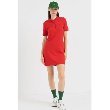 Rochie-tricou cu guler polo si fenta cu nasturi
