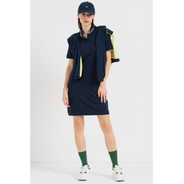Rochie-tricou cu guler polo si fenta cu nasturi