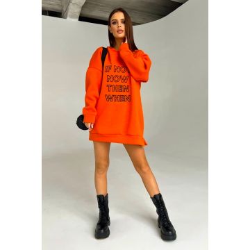 Rochie vatuita tip hanorac, IF NoT, croiala oversize, Portocaliu