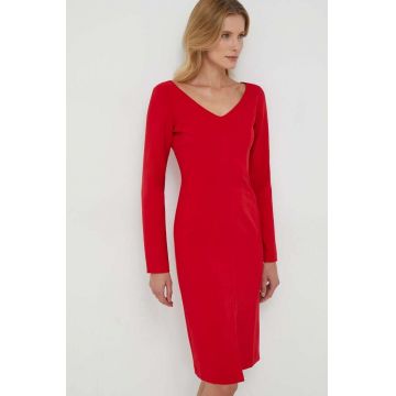 Sisley rochie culoarea rosu, midi, drept
