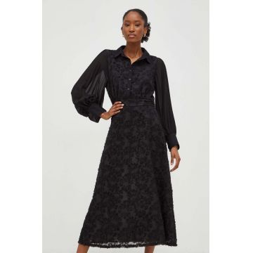 Answear Lab rochie culoarea negru, midi, evazati